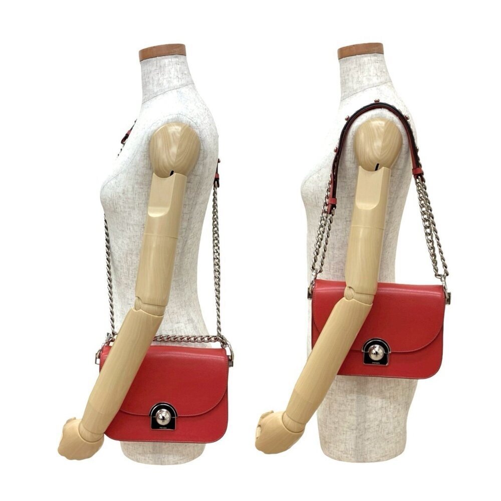 PRADA Red Leather Pochette Shoulder Bag - Picture 2 of 10